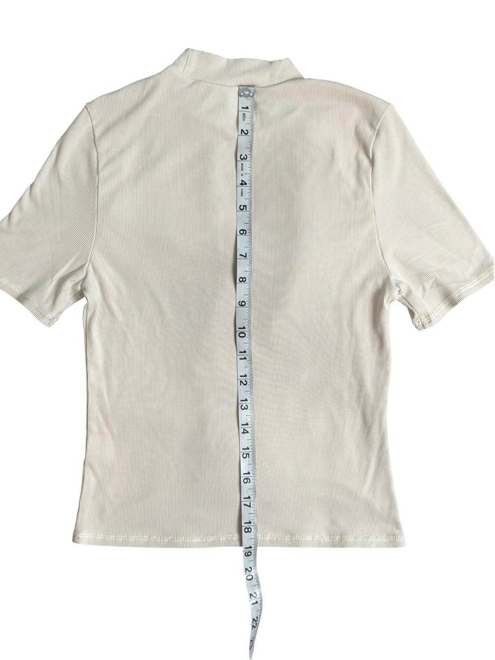 Vuori Ribbed Mock Neck Short Sleeve Top Cream Size Small - Picture 8 of 9